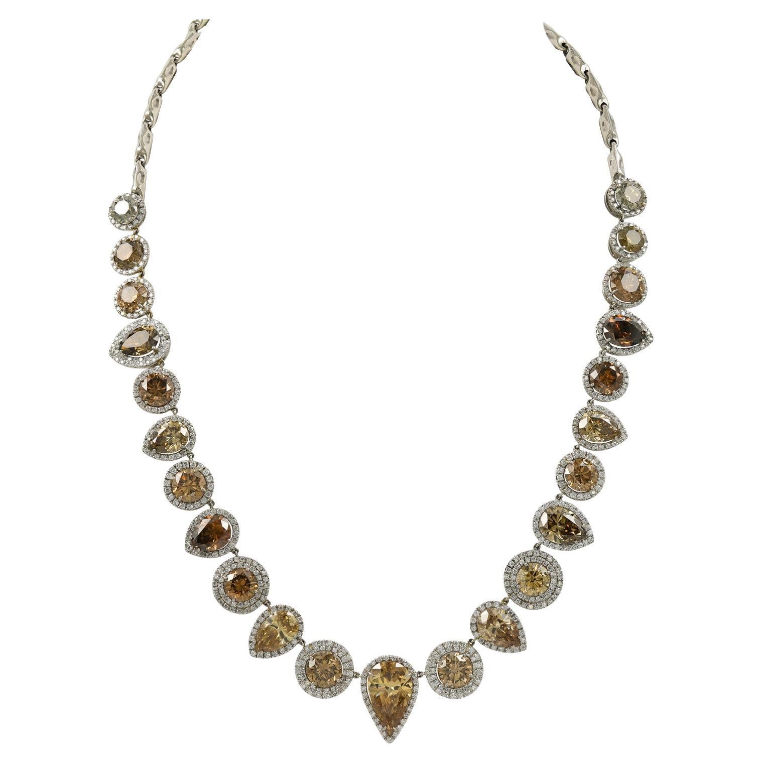 60.27 Carat Brown Yellow Diamond Necklace For Sale