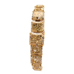 60.28 Ct Graduated GIA Yellow Diamond 18K Gold Tennis Bracelet