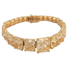 60.28 Ct Graduated GIA Yellow Diamond 18K Gold Tennis Bracelet