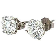 Orecchini con diamante brillante rotondo 6,02ct D SI1 in oro bianco 18 carati (GIA)