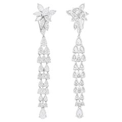 6,02 ct SI/H Diamante talla brillante Floral Pendientes de oro blanco de 18 quilates
