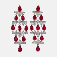 AGL Certified 6.03 Carat Mozambique No Heat Ruby Diamond Earrings In 18K Gold