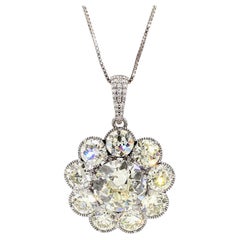 6.03 Carat Center Diamand & 10 Carat Old Euro Diamond Pendant in 18K Gold