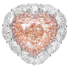 6.03 Carat Heart Shape Statement Champagne  Heirloom-Worthy Glow Diamond Ring