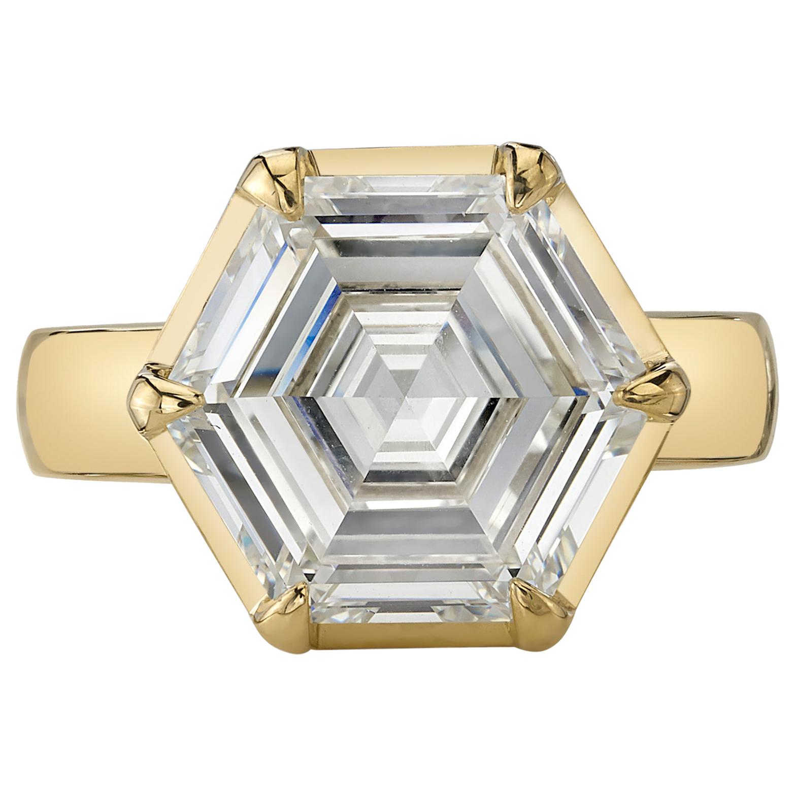 Handcrafted Odette Hexagonal Step Cut Diamond Ring by Single Stone