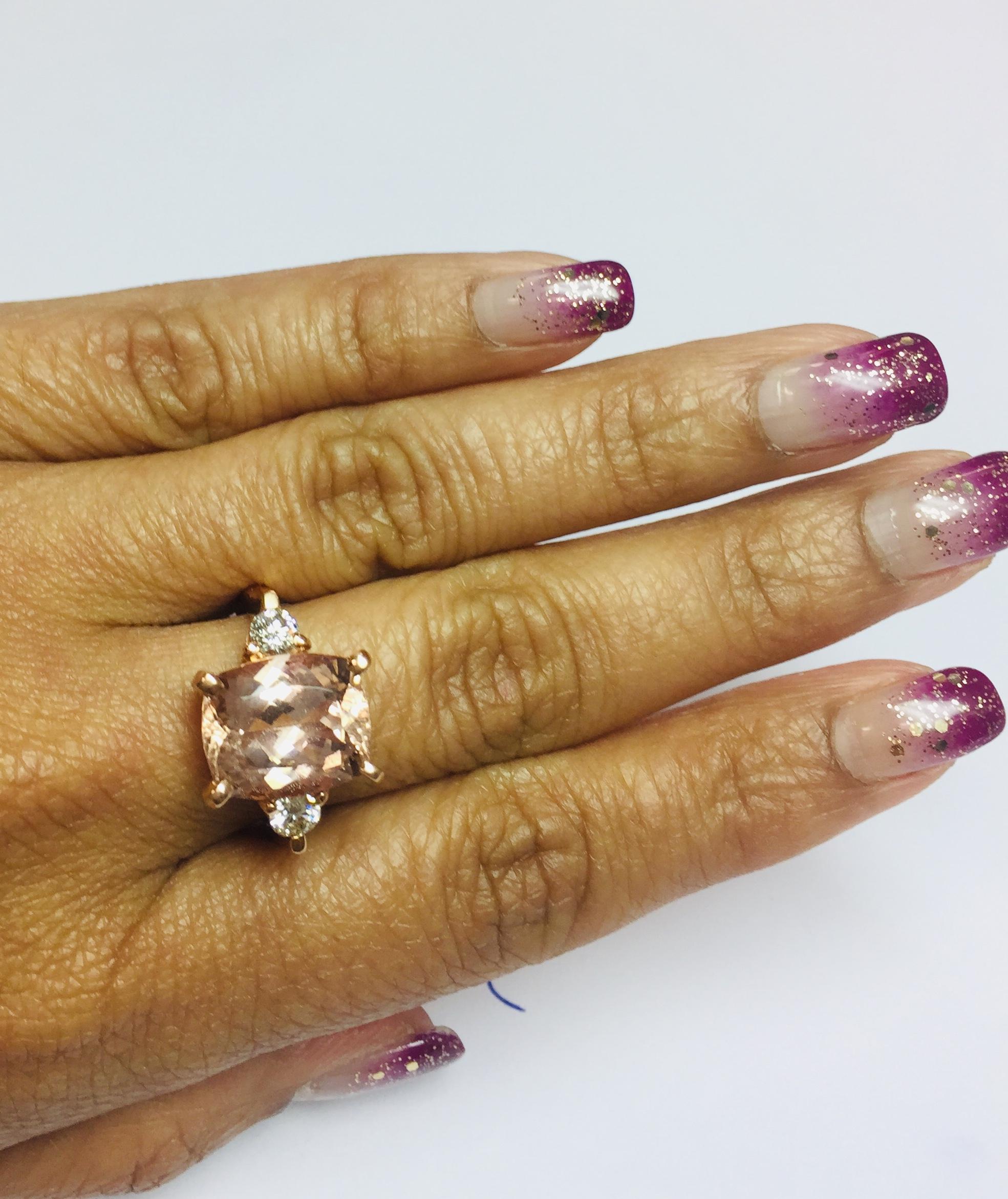 6.03 Carat Morganite Diamond Rose Gold Cocktail Ring In New Condition In Los Angeles, CA