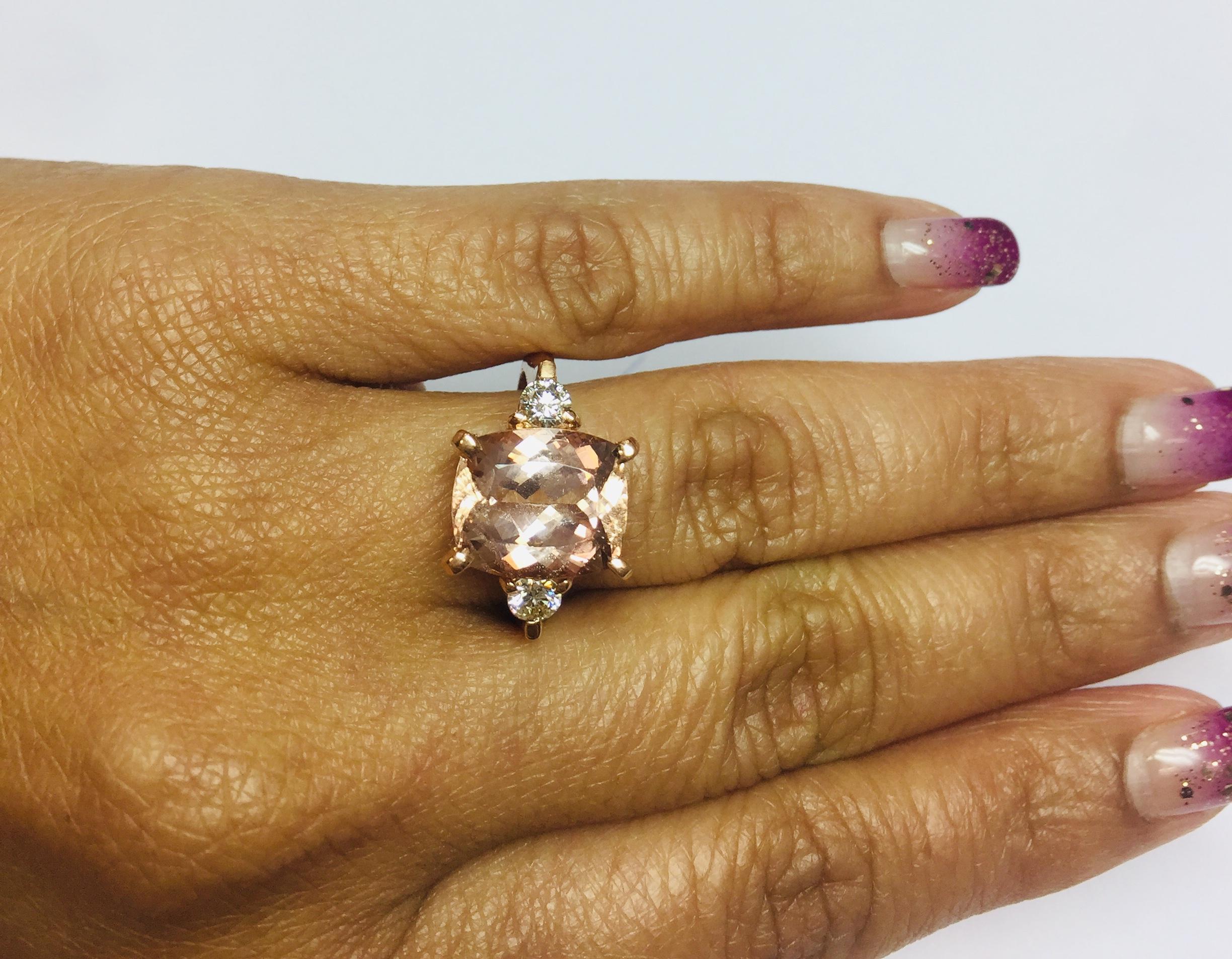 Women's 6.03 Carat Morganite Diamond Rose Gold Cocktail Ring