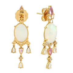 6.03 Carat Opal Pink Sapphire Diamond 14 Karat Gold Earrings