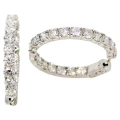 6,03 Karat runder Brillant-Diamant-Ohrringe mit Scharnier aus 14 Karat Weißgold