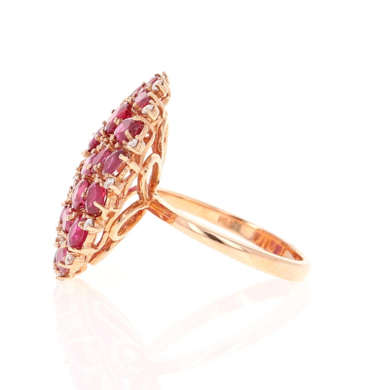 6.03 Carat Ruby Diamond 14 Karat Rose Gold Cocktail Ring For Sale at ...