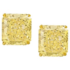 Boucles d'oreilles en diamant jaune fantaisie de 6,03 carats de poids total, certifiées GIA