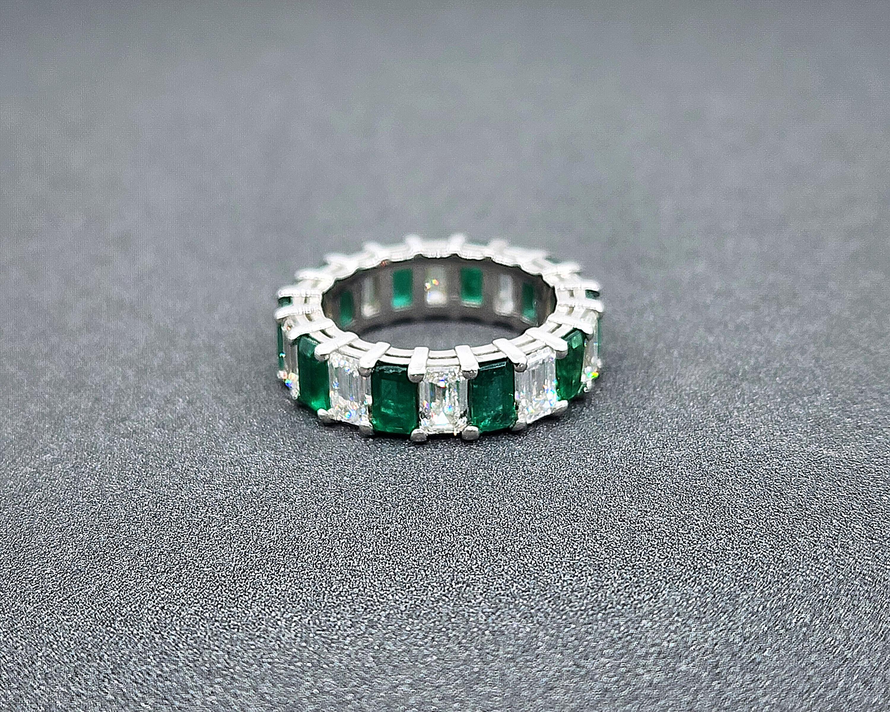Fascia di smeraldi e diamanti colombiani da 6,03 ct con taglio smeraldo