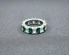 6,03 ct Smaragdschliff kolumbianischen Smaragd & Diamant Band