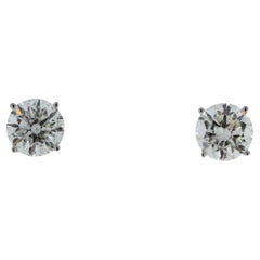 Clous d'oreilles en or blanc 14 carats avec diamants ronds certifiés EGL d'un poids total de 6,03 carats