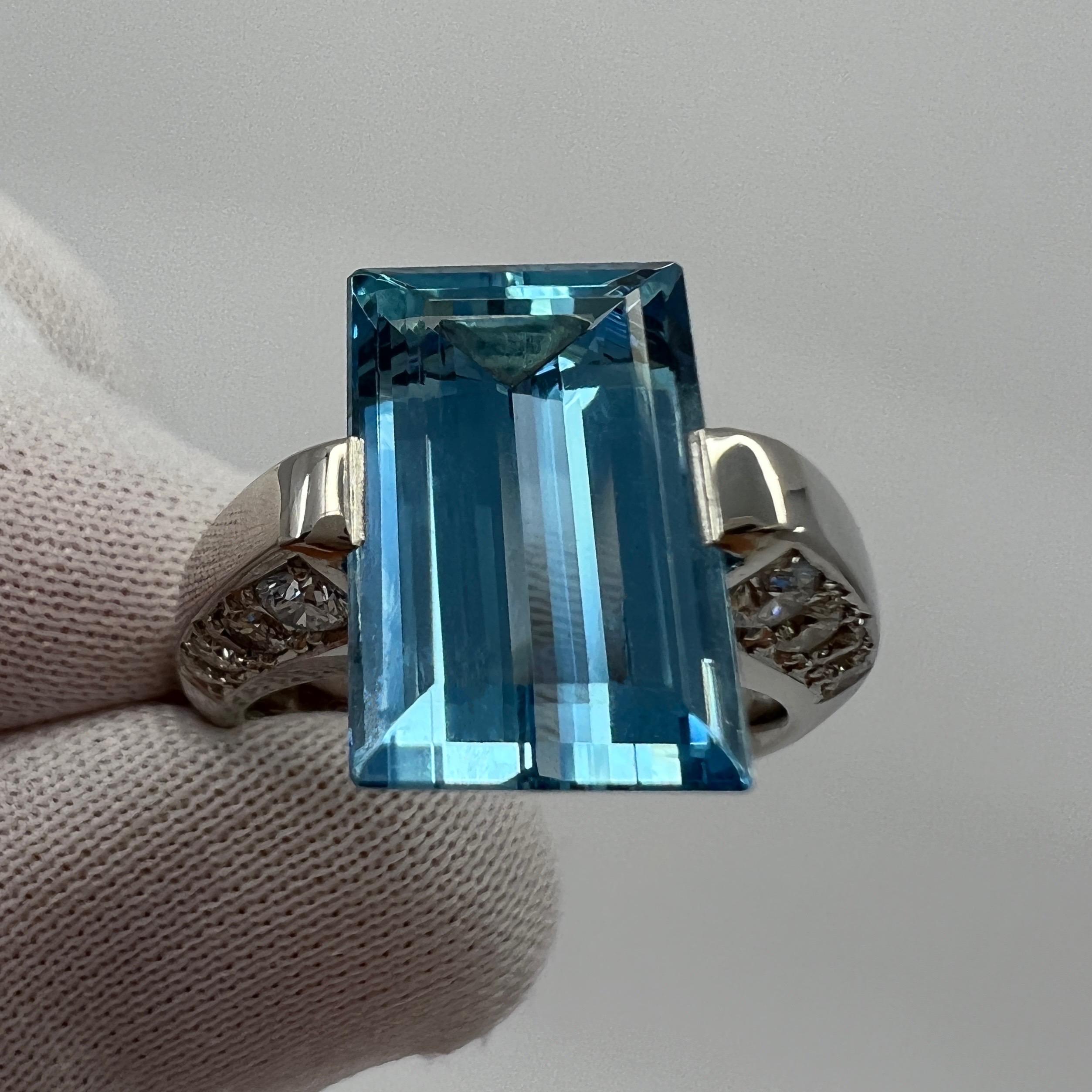 6.03ct Fine Santa Maria Blue Emerald Cut Aquamarine & Diamond Platinum Ring 5
