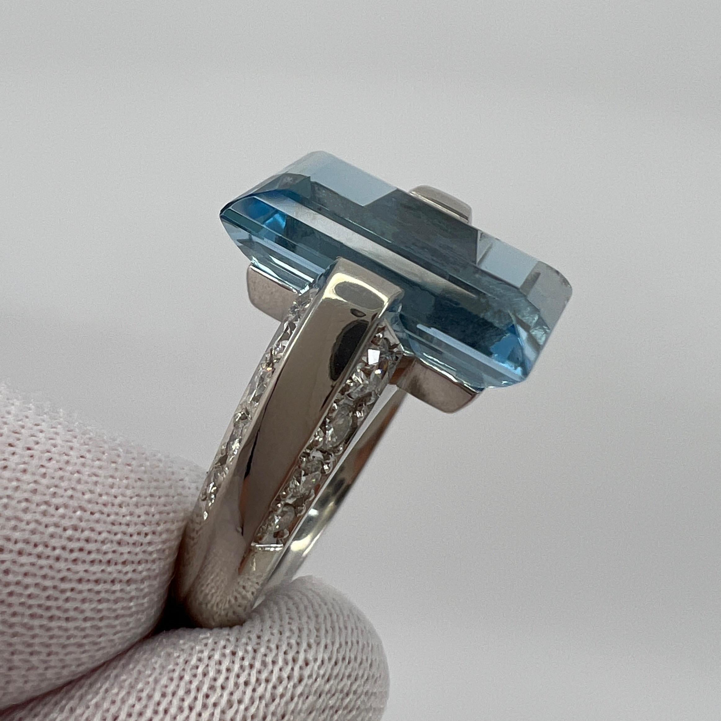 6.03ct Fine Santa Maria Blue Emerald Cut Aquamarine & Diamond Platinum Ring 6