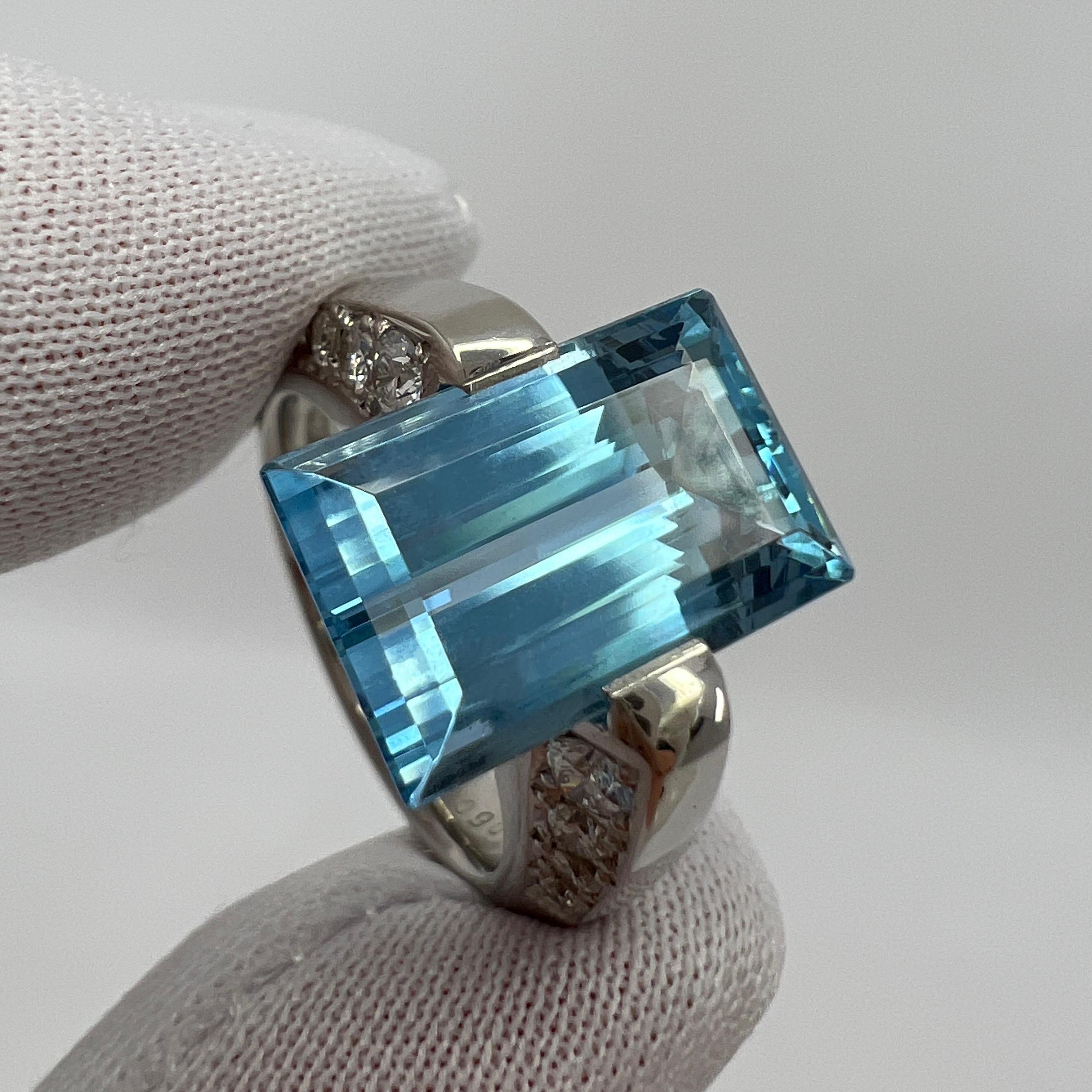 6.03ct Fine Santa Maria Blue Emerald Cut Aquamarine & Diamond Platinum Ring 1