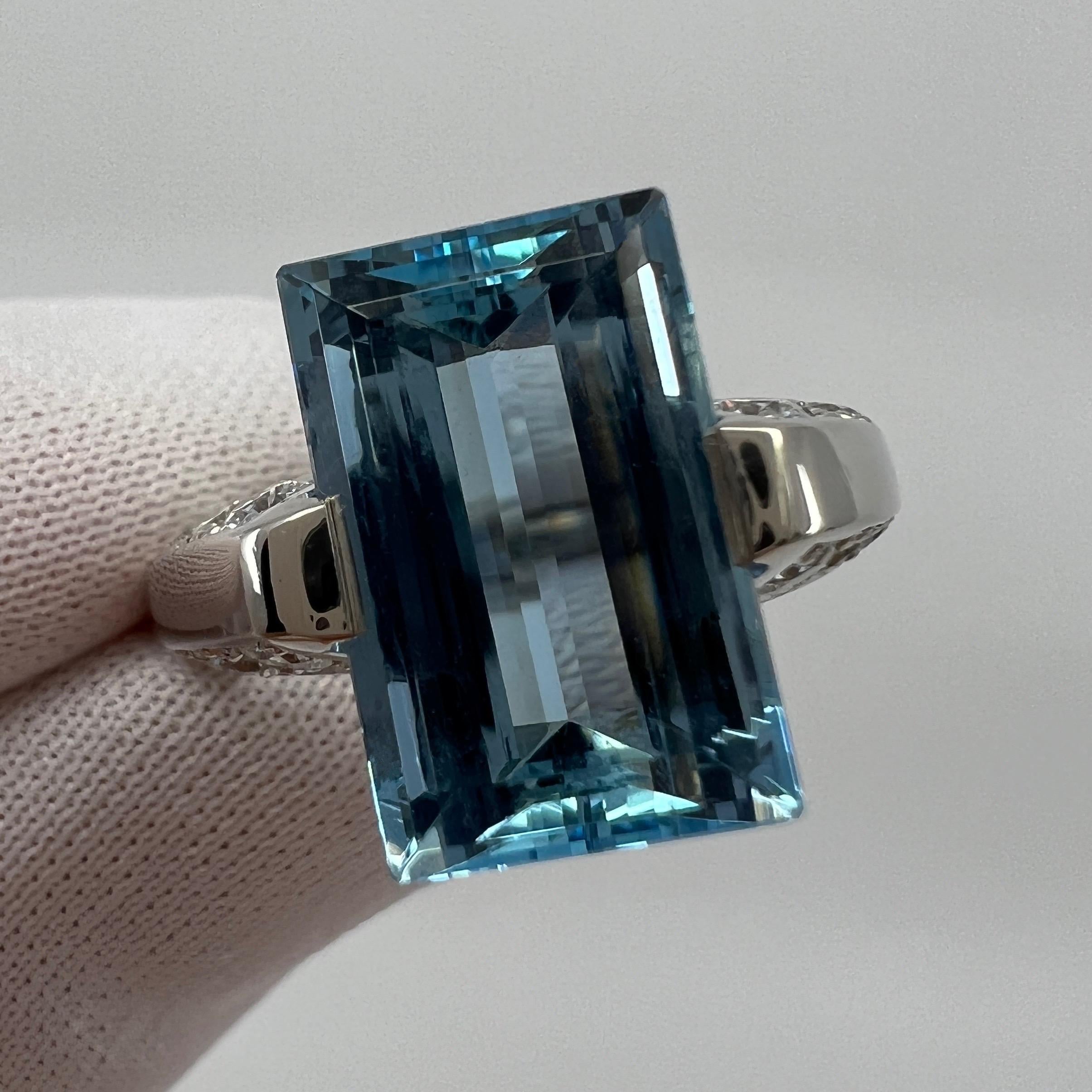 6.03ct Fine Santa Maria Blue Emerald Cut Aquamarine & Diamond Platinum Ring 4