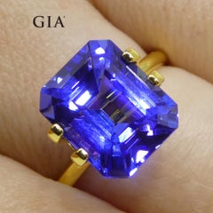 6.03ct Octagonal Violetish Blue Tanzanite GIA Certified Tanzania