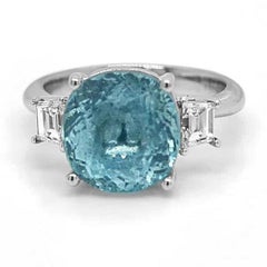 6.03ct Vivid Neon Blue-Green Copper-Bearing Paraiba Tourmaline Ring 18K Gold