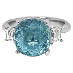6.03ct Vivid Neon Blue-Green Copper-Bearing Paraiba Tourmaline Ring 18K Gold