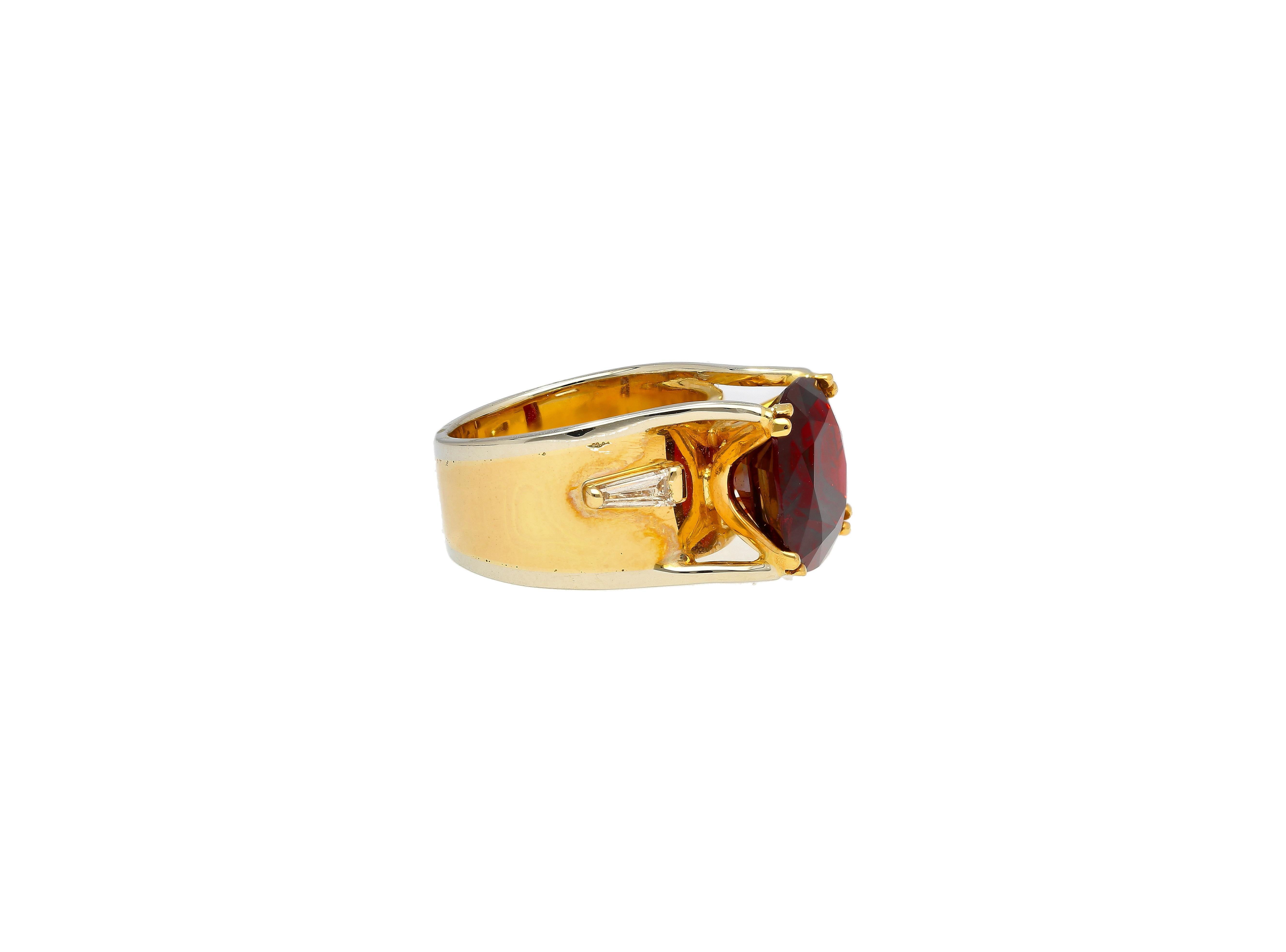 Contemporary 6.04 Carat Cushion Cut No Heat Burma Origin Spinel in Vintage 14K Gold Ring For Sale