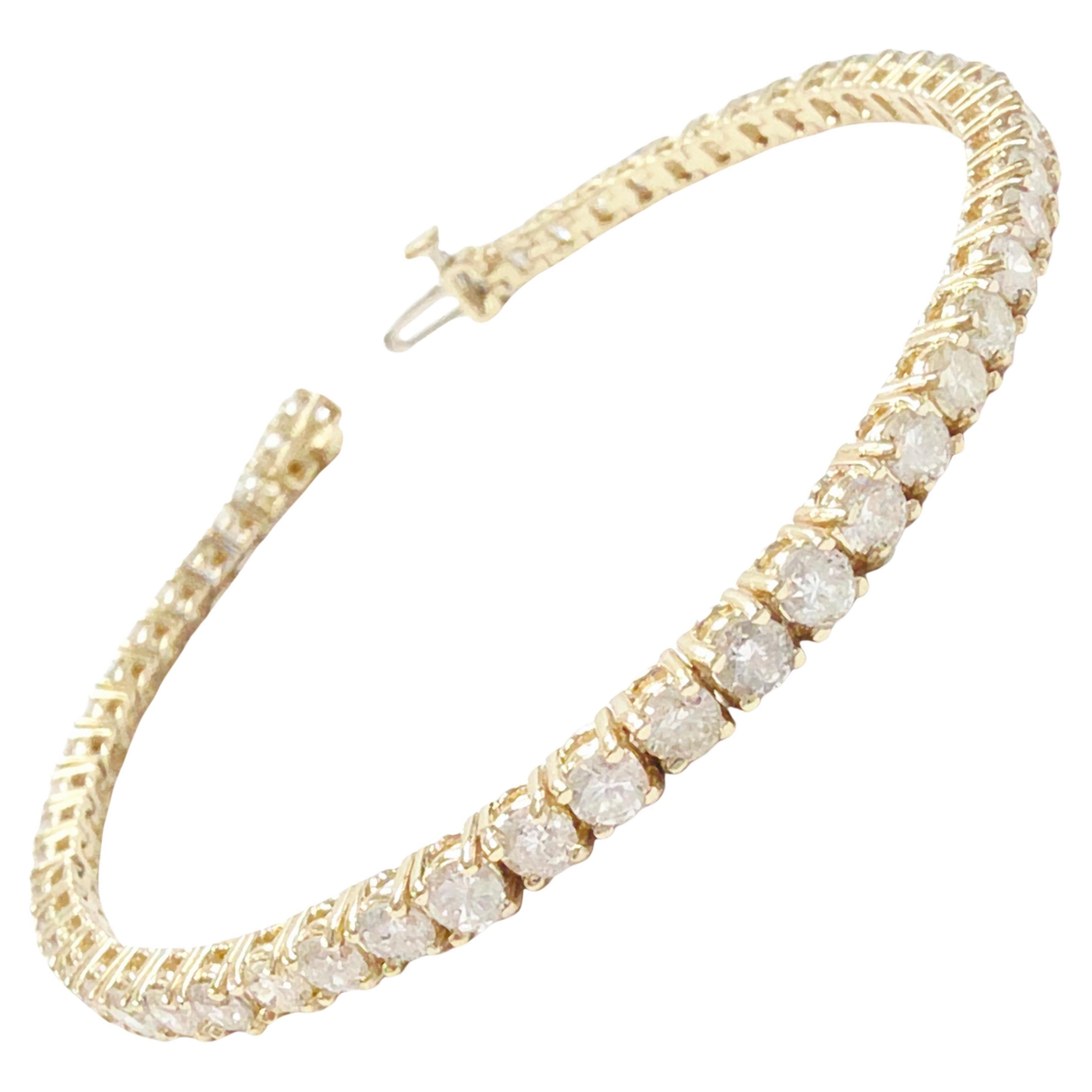 Großhandelspreis, Tennisarmband mit natürlichen Diamanten, 6,04 Karat, 14-karätiges Gelbgold