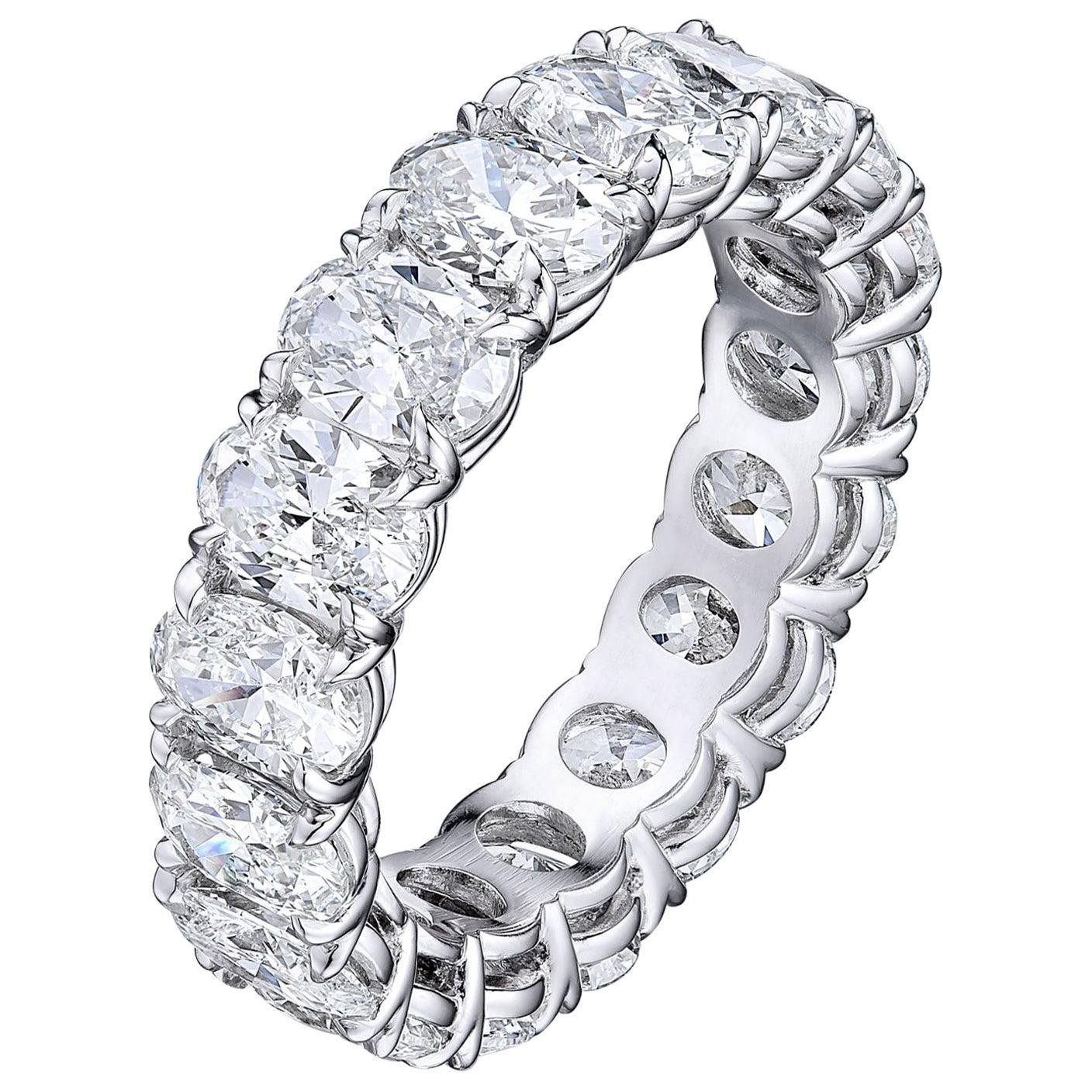 For Sale:  6.04 Carat Oval Diamond Wedding Eternity Band