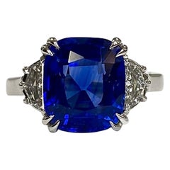 6.04 Carat Sapphire Cushion Ring