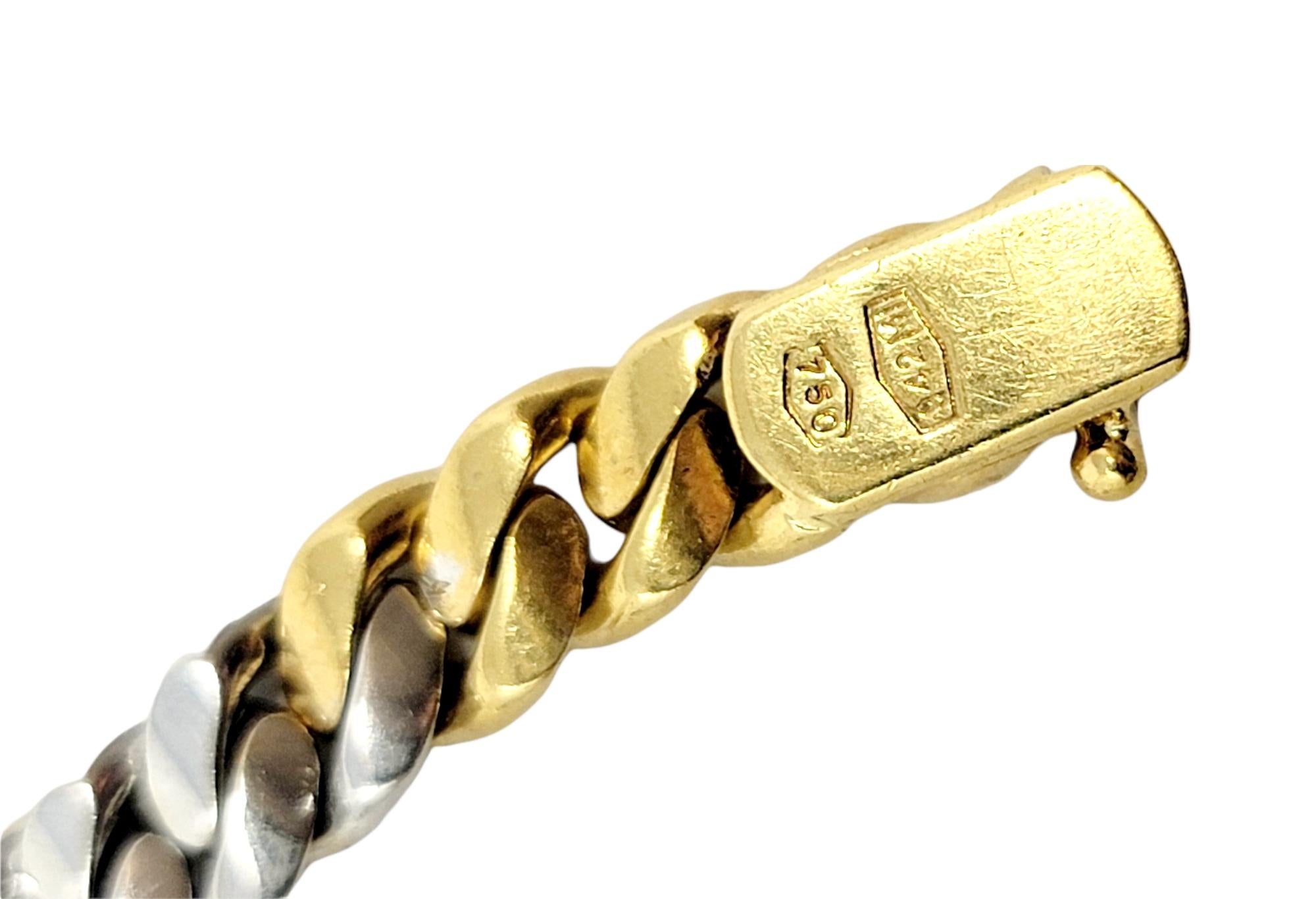 36 Diamanten und 18 Karat Gelb- und Weißgold Schwere Kuban-Gliederkette 7