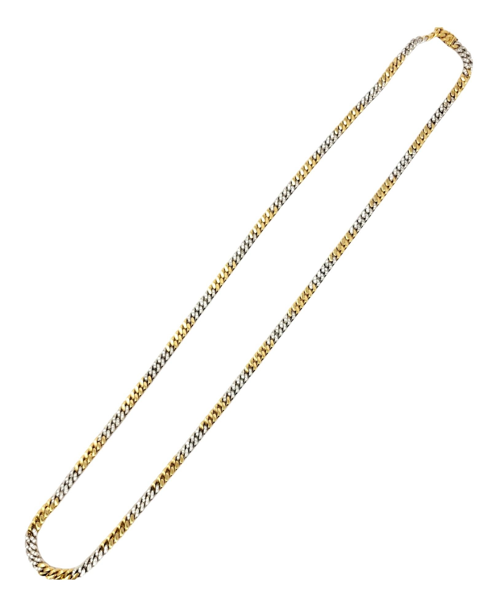 36 Diamanten und 18 Karat Gelb- und Weißgold Schwere Kuban-Gliederkette 1