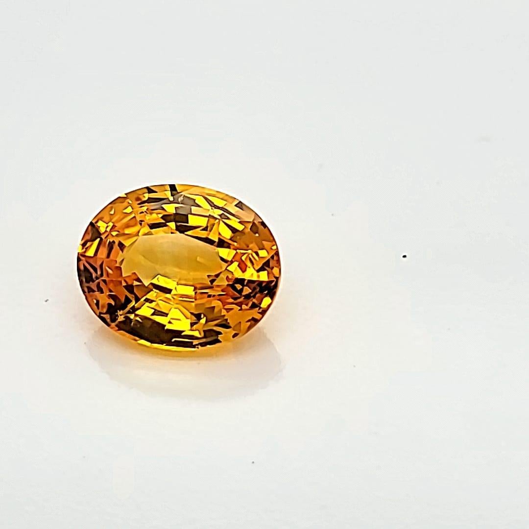 Women's or Men's  6.04 Carats Intense Yellow Natural Sapphire Oval Cut GIA Certified For Sale