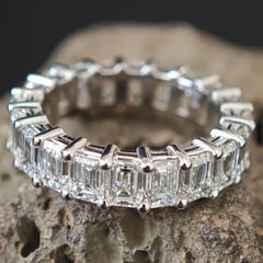 6.04 CTW Emerald Cut Diamond Eternity Band, GIA certified FG VVS-VS1, 18K Gold