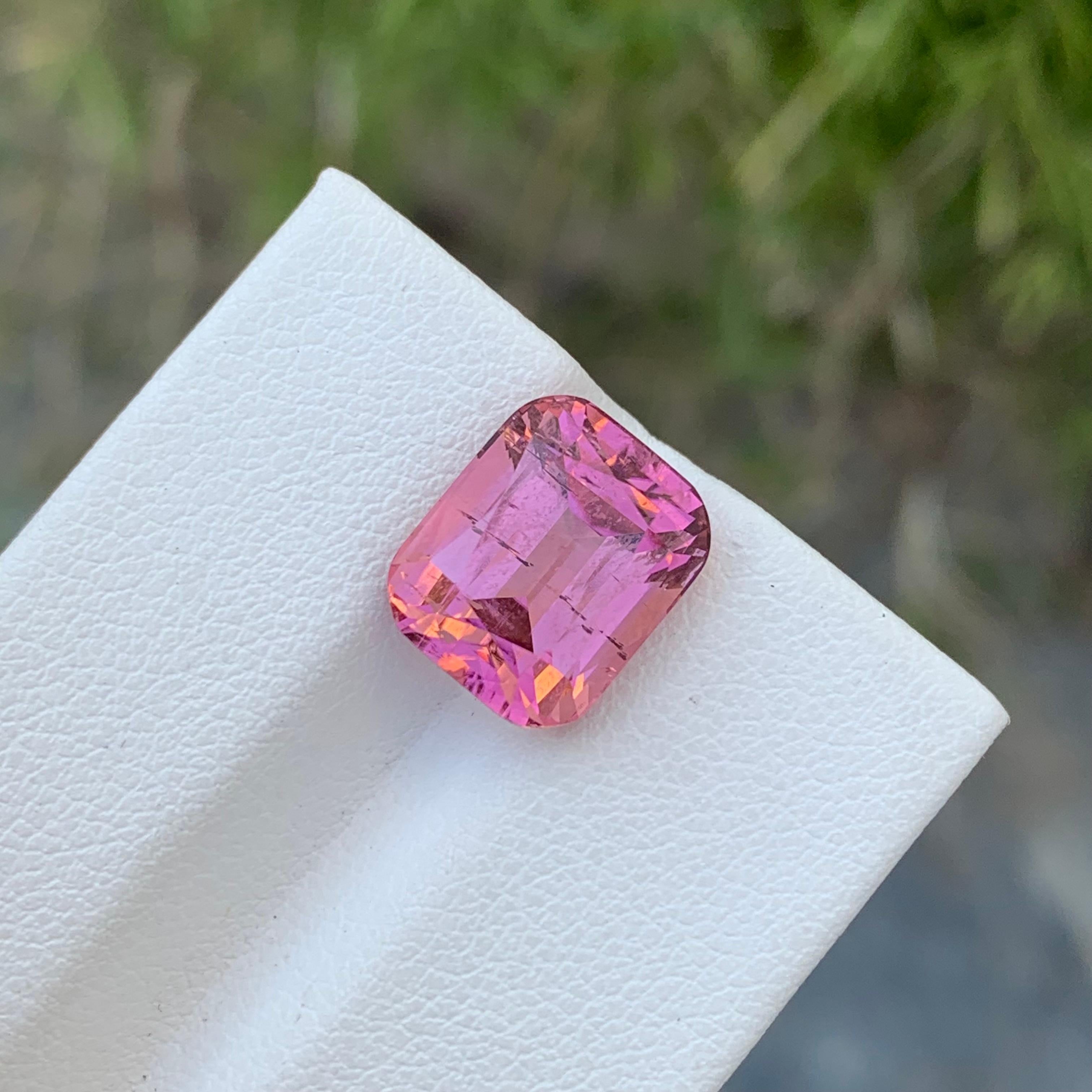 6.05 Carat Adorable Loose Baby Pink Tourmaline Cushion Shape Gem For Ring  For Sale 4