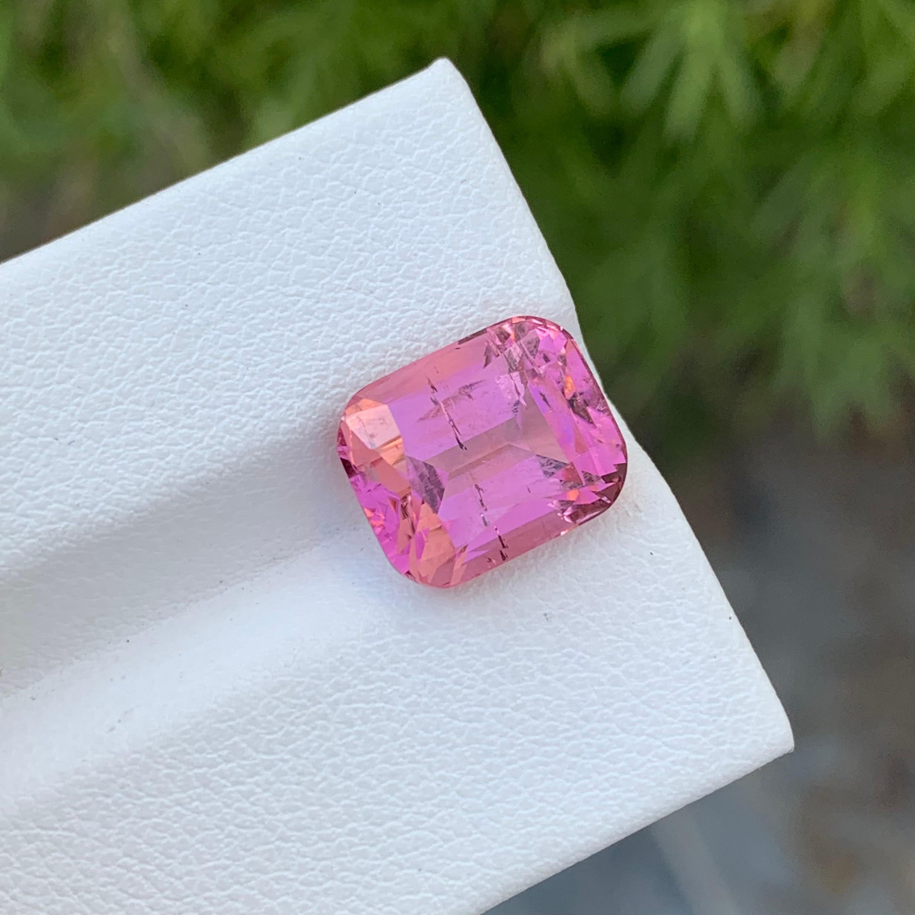 6.05 Carat Adorable Loose Baby Pink Tourmaline Cushion Shape Gem For Ring  For Sale 1