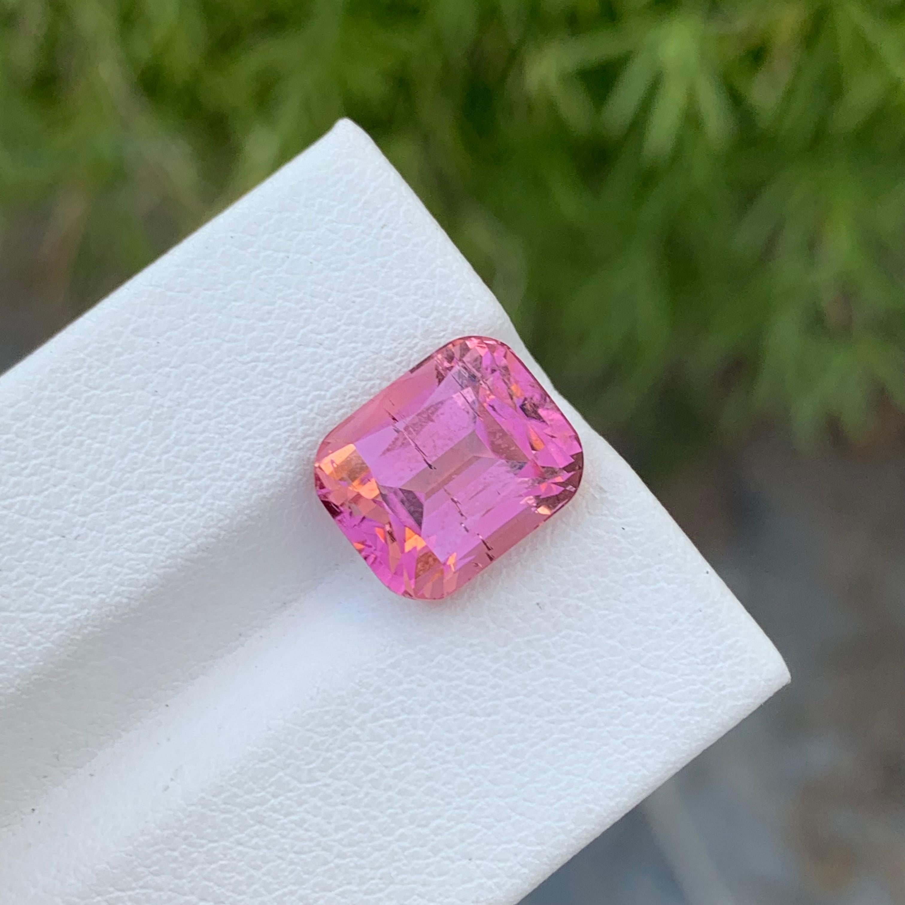 6.05 Carat Adorable Loose Baby Pink Tourmaline Cushion Shape Gem For Ring  For Sale 2