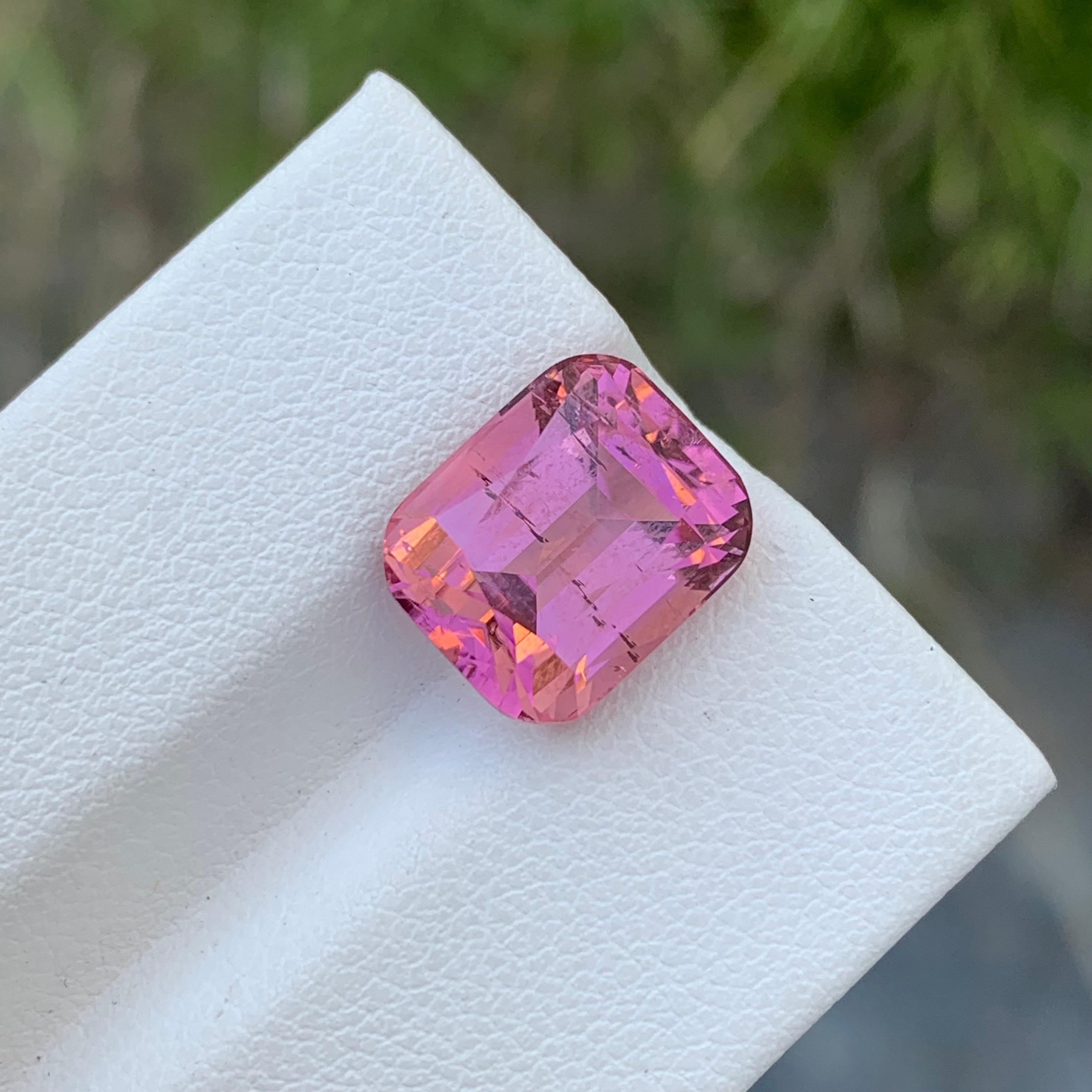 6.05 Carat Adorable Loose Baby Pink Tourmaline Cushion Shape Gem For Ring  For Sale 3