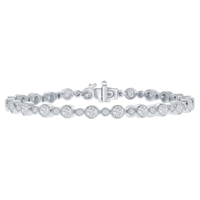 Bracelet de 6,05 carats de diamants taillés en brillant en or blanc 14k