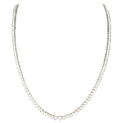 6.05 Carat Diamond White Gold 3 Prong Set Tennis Necklace 14 Karat