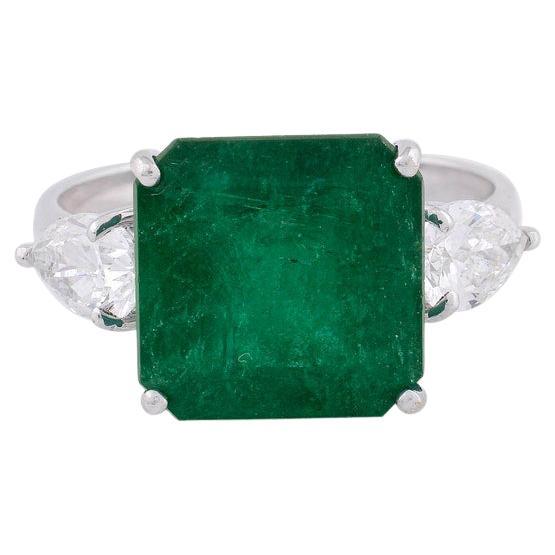 6.05 Carat Emerald Diamond 14 Karat Gold Ring