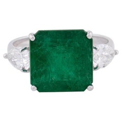 6.05 Carat Emerald Diamond 14 Karat Gold Ring