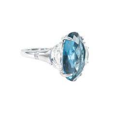 Sunita Nahata Blue Topaz 6.05ct. Fancy Ring in 18KWG with Topaz & Diamond