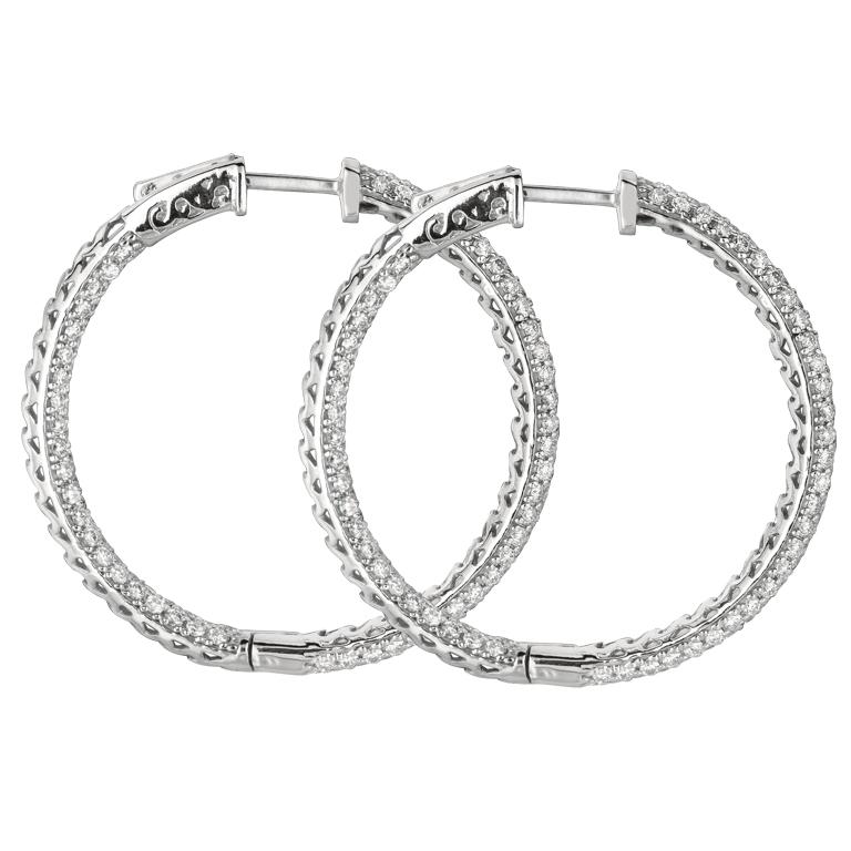 
6.05 Carat Natural Diamond Hoop Earrings G SI 14K White Gold

    100% Natural, Not Enhanced in any way Round Cut Diamond Earrings
    6.05CT
    Color G-H 
    Clarity SI  
    14K White Gold  15.20 grams, Pave style 
    2 inch in height, 1/8