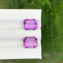 6.05 Carat Natural Loose Purple Amethyst Pair Cushion Cut Brazilian Gemstone