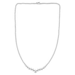 6.05 Carat Natural Pear Diamond Graduating Drop Necklace 18K White Gold