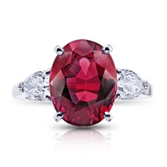6.05 Carat Oval Red Spinel and Diamond Platinum Ring