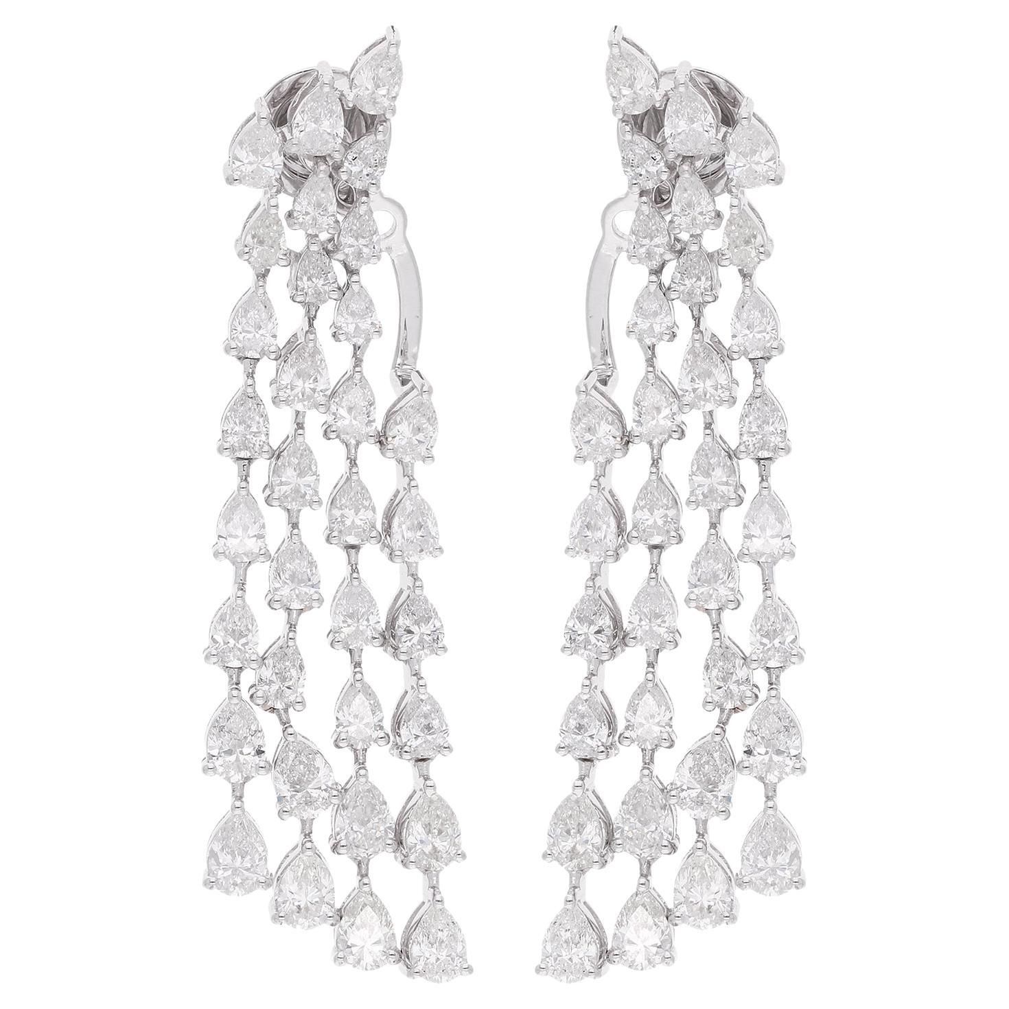 6.05 Carat Pear Shape Diamond Jacket Earrings 14 Karat White Gold Fine Jewelry