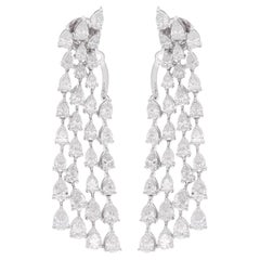 6.05 Carat Pear Shape Diamond Jacket Earrings 14 Karat White Gold Fine Jewelry
