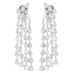 6.05 Carat Pear Shape Diamond Jacket Earrings 18 Karat White Gold Fine Jewelry