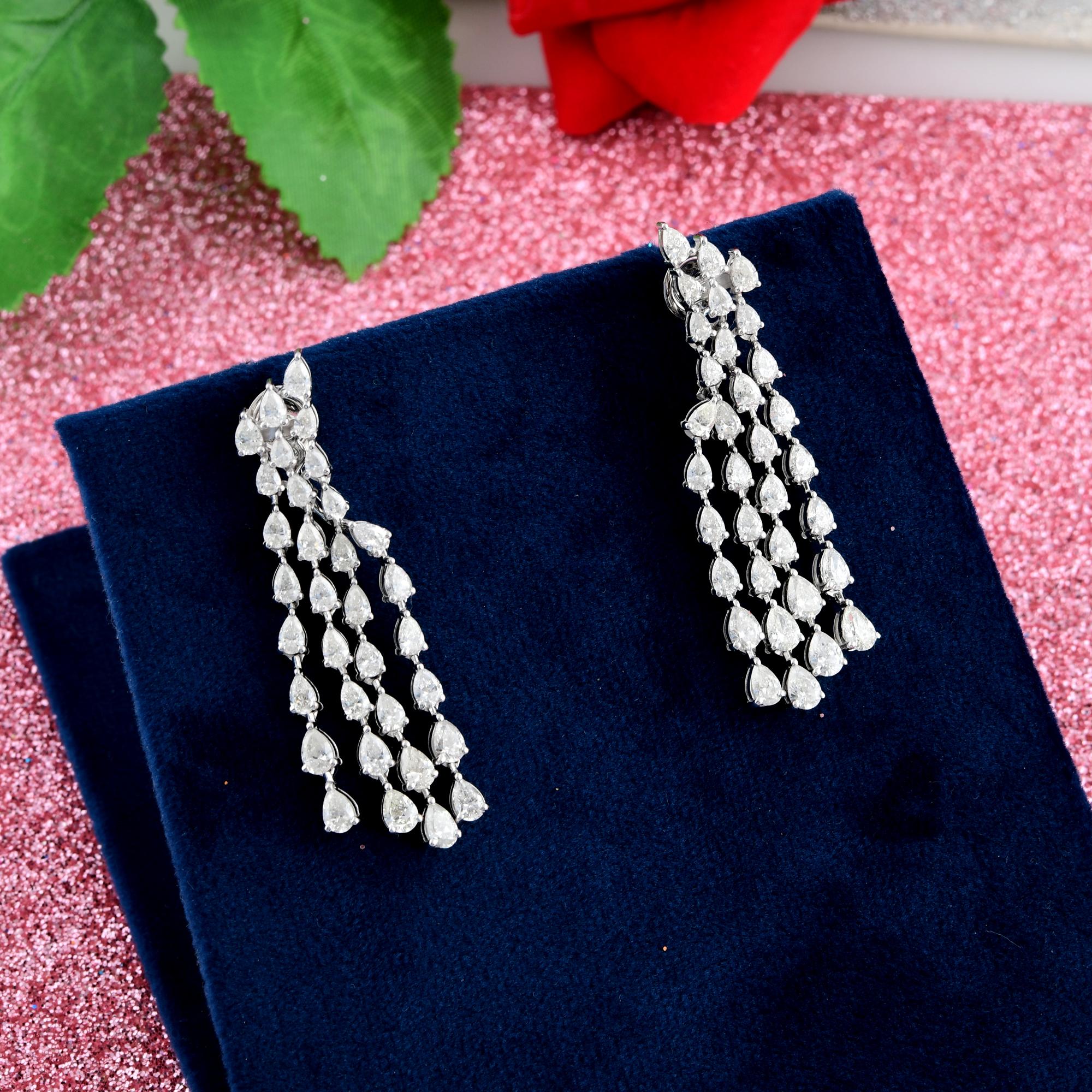 6,05 quilates SI Claridad HI Color Pendientes Chaqueta Diamante Pera Oro Blanco 18 Kilates Corte pera en venta
